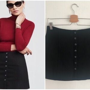 Reformation Marley mini Skirt in Black, Button-Front A-Line